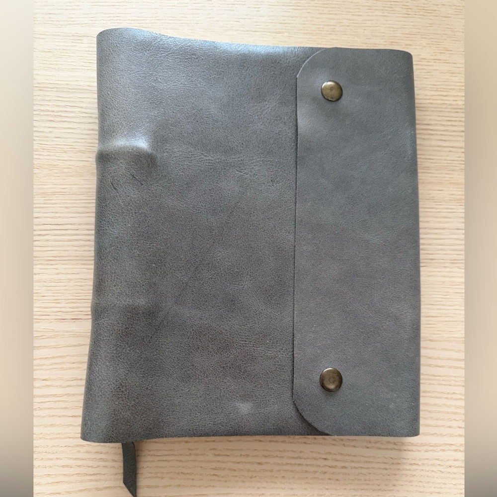 A5 Ring Binder Gray Leather Journal